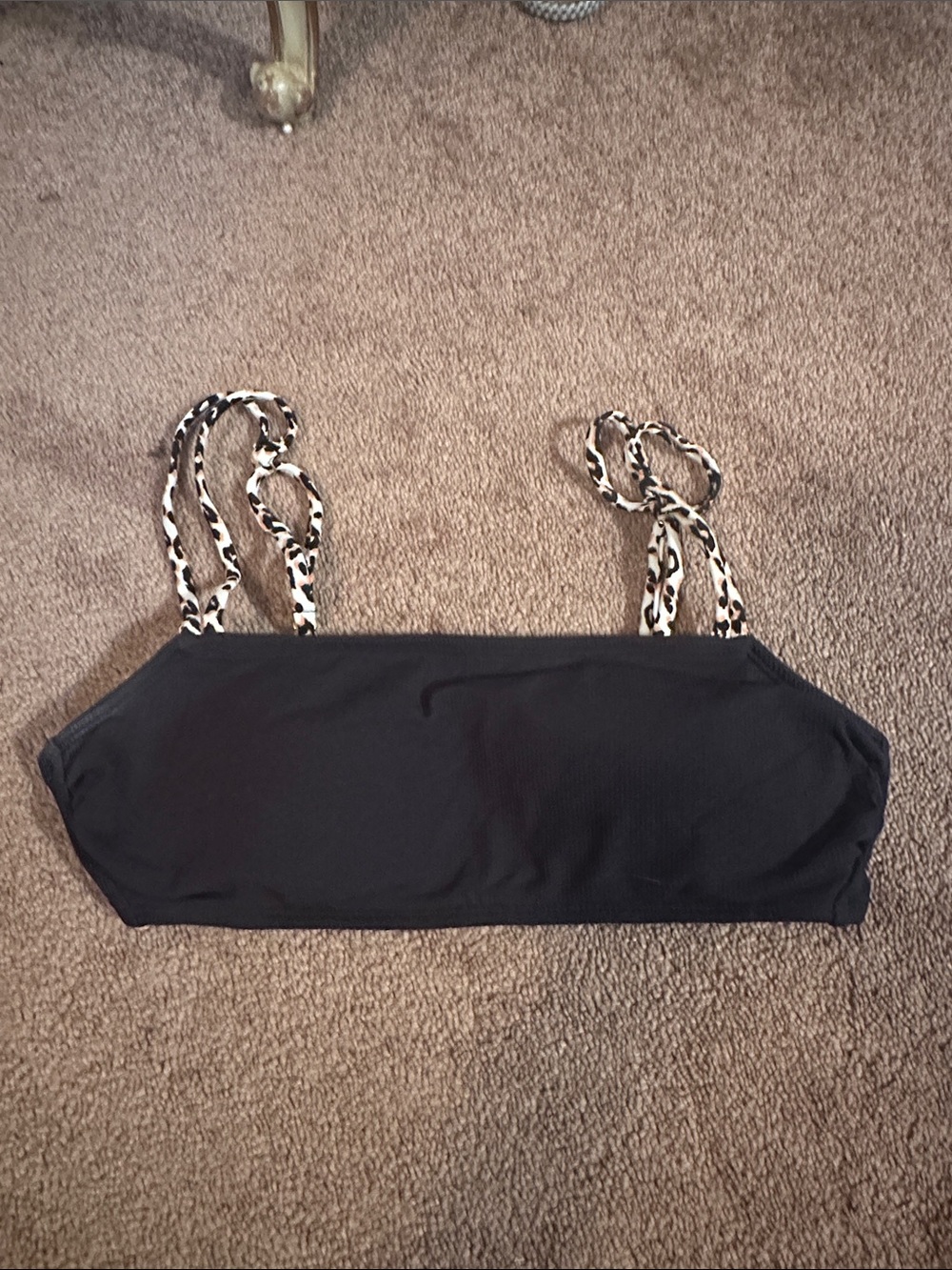Xhilaration Black Bandeau Camisole with Leopard Tie Straps